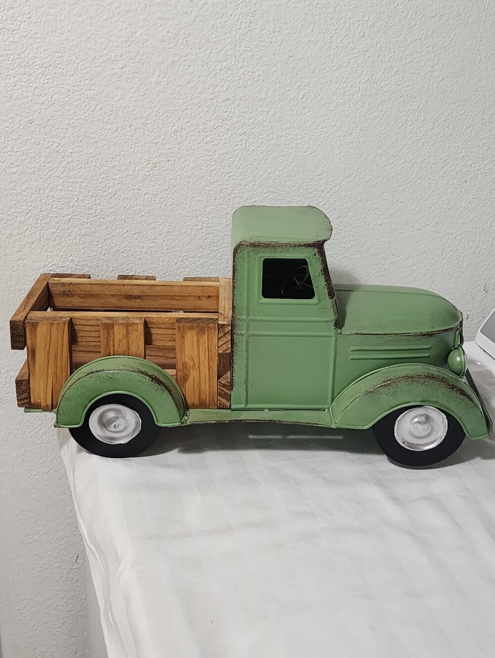 Home Accents Green Vintage Truck Planter with Wooden Bed